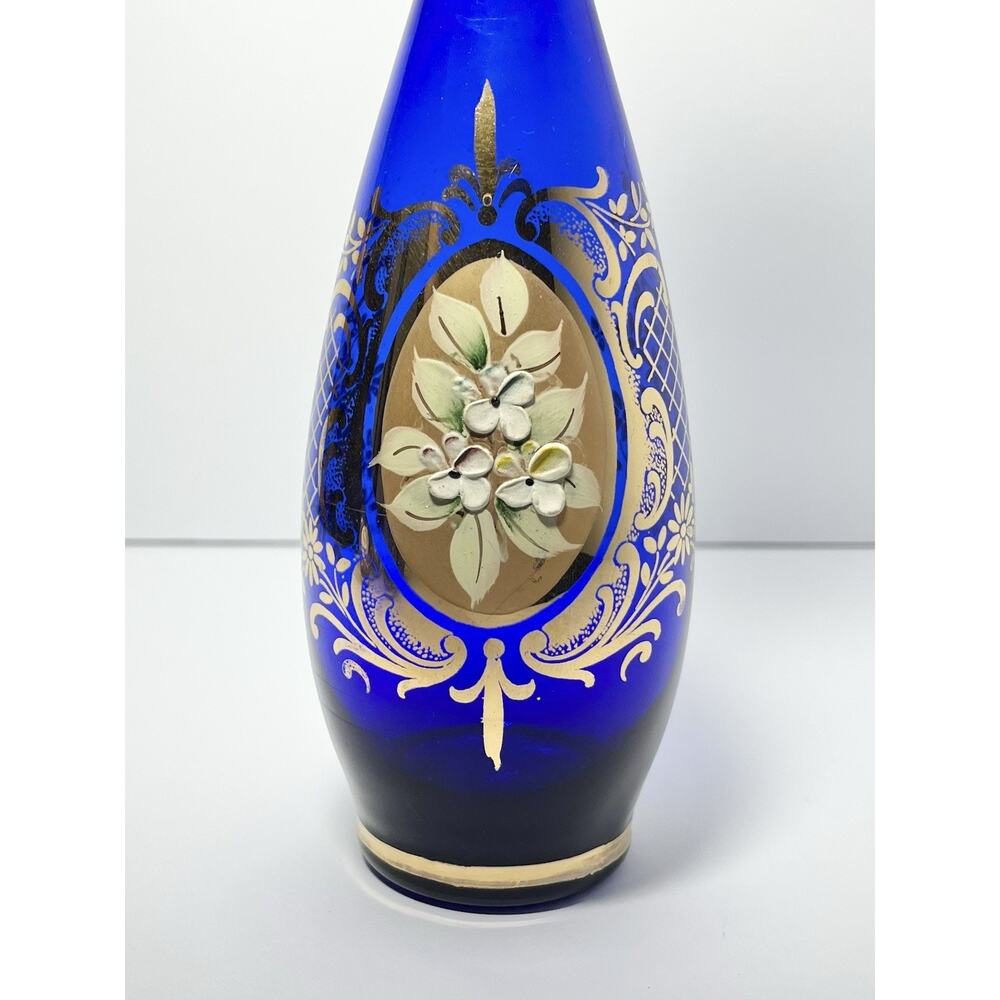 1960s Murano-Style Bohemian Venetian 6-Piece Cobalt Blue Decanter Cordial Set - Picture 4 of 13